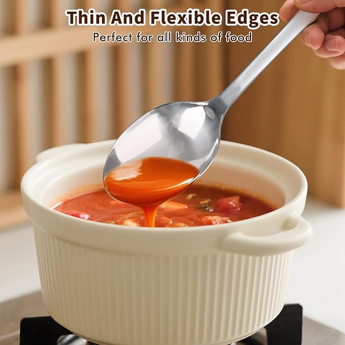 Stainless Steel Cooking Spoon, Solid Metal Serving Spoon, Heavy Duty Sturdy - Image 7