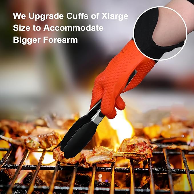 GEEKHOM BBQ Gloves Heat Resistant Oven Mitts - Image 3