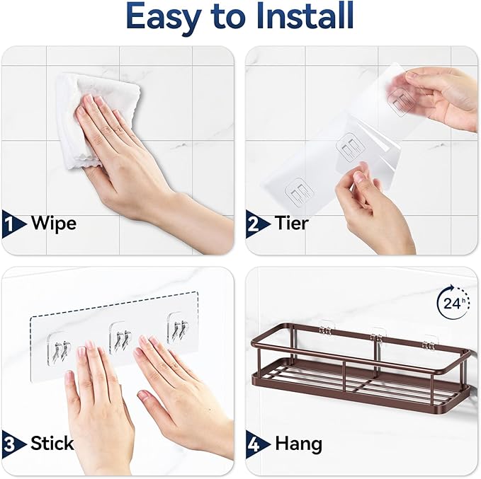 YASONIC Shower Caddy Adhesive, No Drill Bathroom Shower Organizers, - Image 8