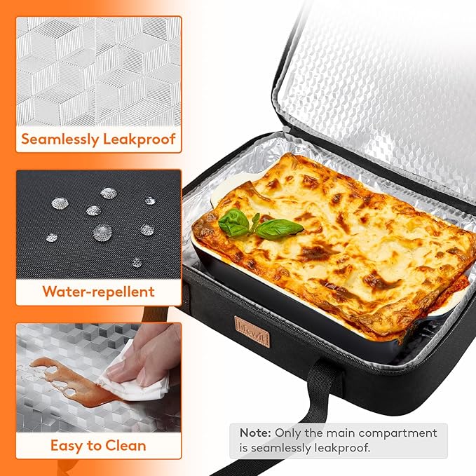 Lifewit Insulated Double Decker Casserole Carrier, Expandable Lasagna Lugger - Image 5