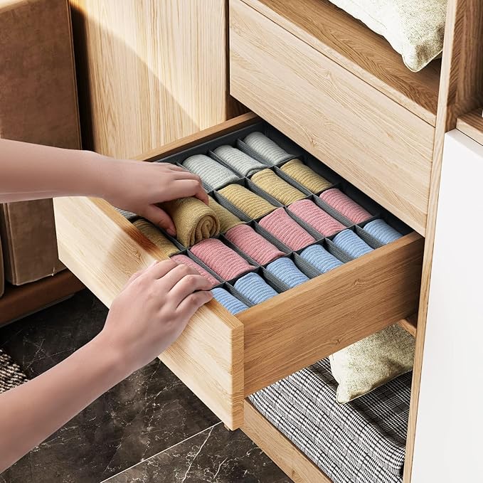 Joyoldelf Sock Drawer Organizer Divider 2 Packs Underwear Organizer, 24 Cell - Image 3