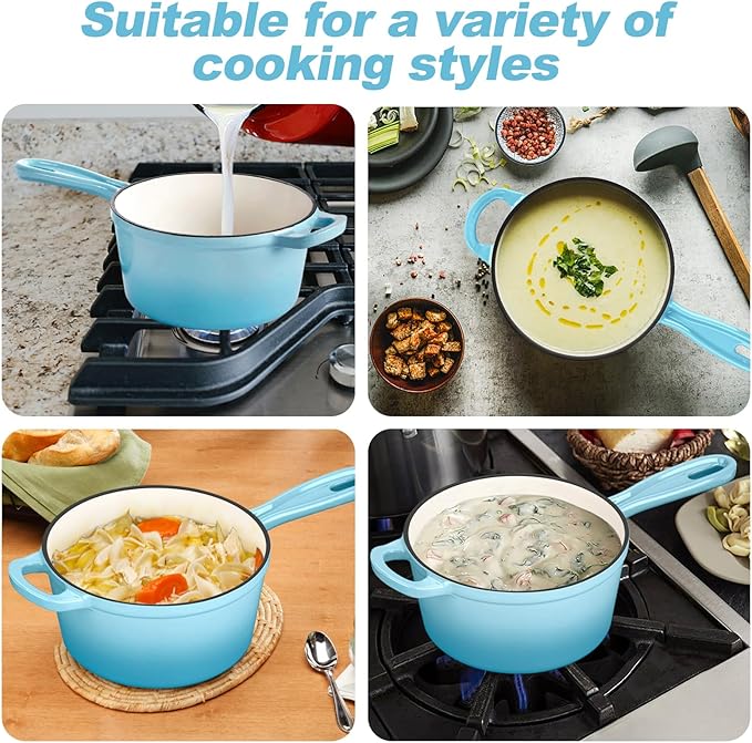 HaSteeL 1 QT Cast Iron Enamel Saucepan - Image 7
