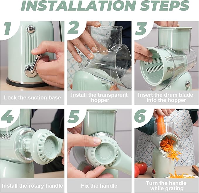 Rotary Cheese Grater Manual Hand Crank - Image 3