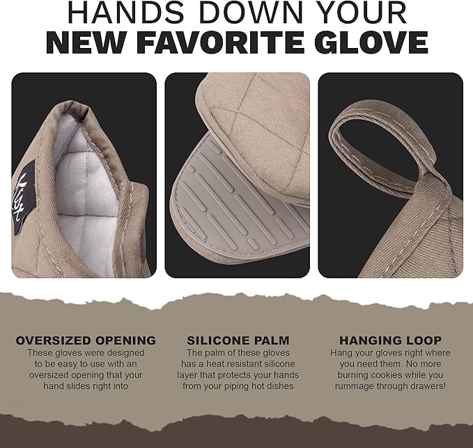 Oven Mitts Heat Resistant – Mini Oven Mitts, Silicone Gloves Heat Resistant - Image 2
