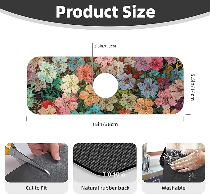 Colorful Wildflowers Dish Drying Mat - Image 3