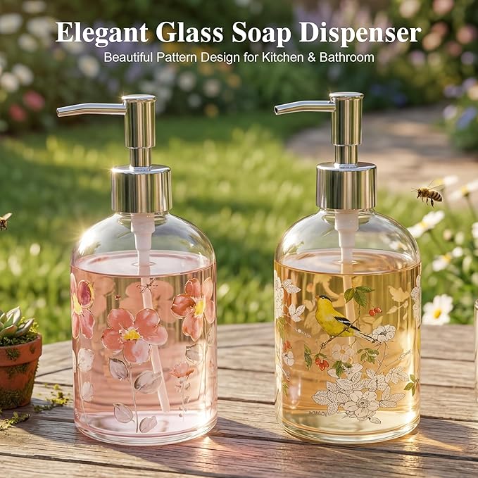 17oz Glass Soap Dispenser with Plastic Pump, 2 Pack Refillable Kitchen Soap - Image 6