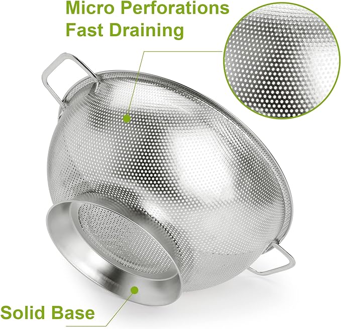 Gulex Colander Stainless Steel 5-Quart, Strainer - Image 3