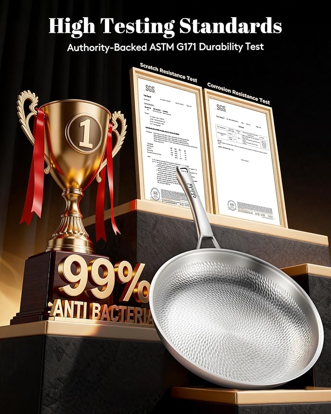 Titanium Pans for Cooking, 12 Inch Pure Titanium Hammered Pro frying pan - Image 5