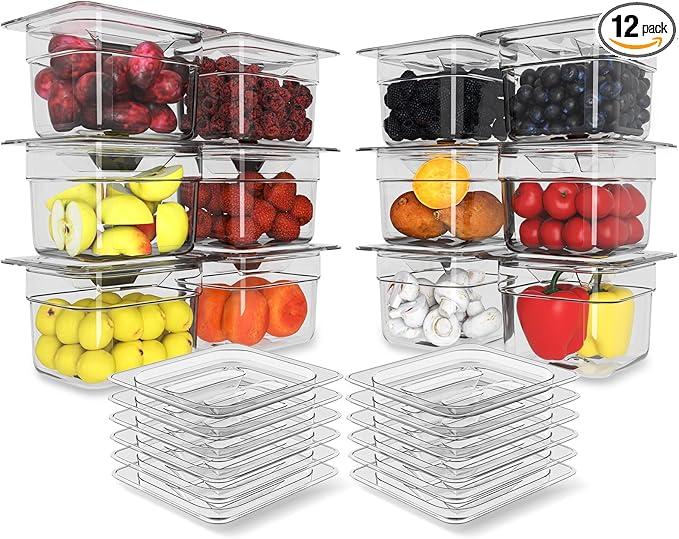 Plastic Clear Food Pan 1/6 Size Stackable Polycarbonate Pan by HNEDSEN