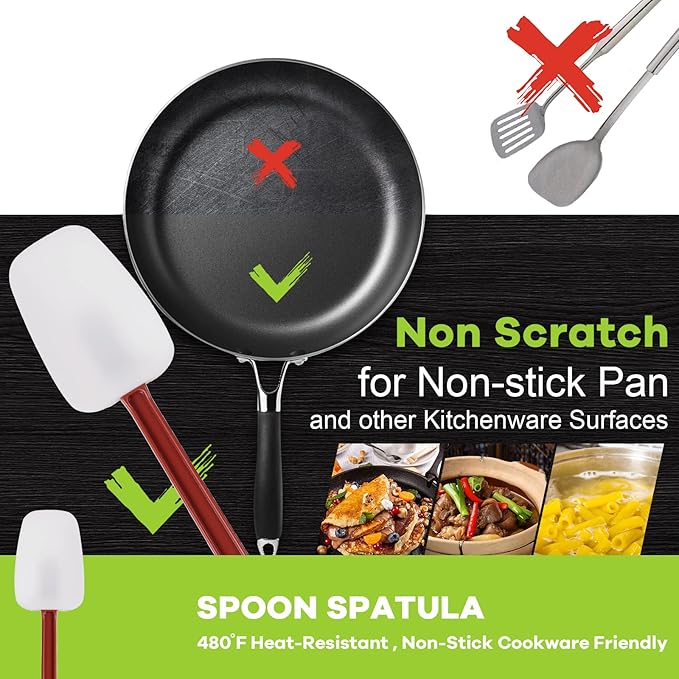 Silicone Rubber Spatula and Spoon Rubber Spatula Set of 3, High Heat Spoon - Image 2
