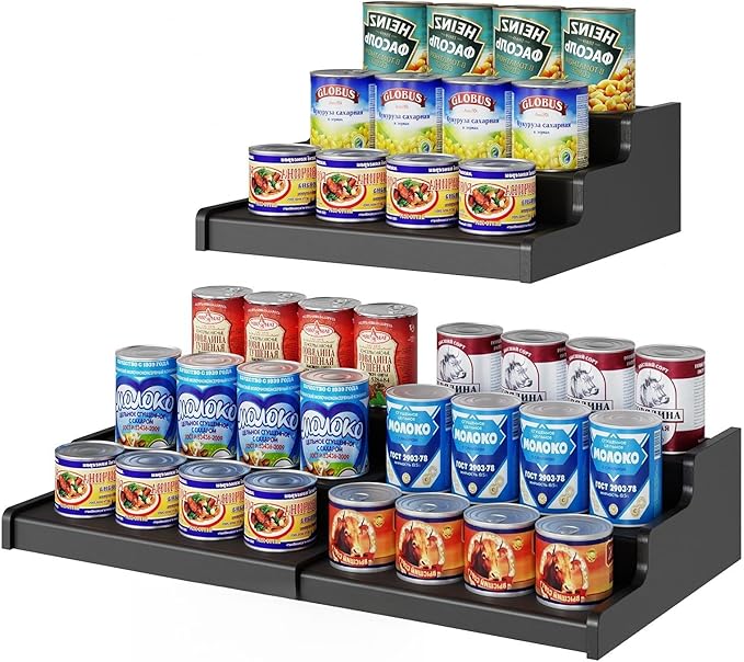 Expandable Bamboo Can Rack Organizer, 3-Tier Adjustable Pantry Storage by NuoyuanShen