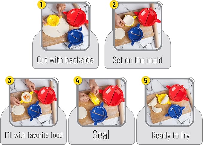 BTaT- Dough Press Set, 3 Pack, Pastry and Turnover Press, Hand Pie Maker - Image 6