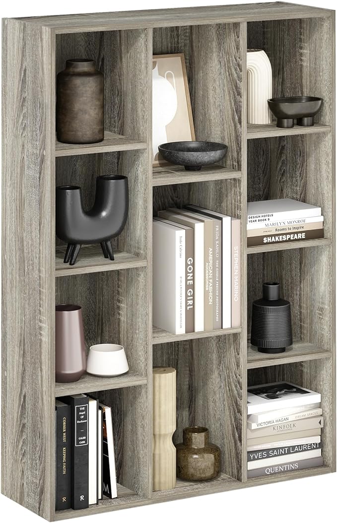 Furinno LUDER Book Shelf, 11-Cube Bookshelf, Reversible Bookcase, 9.4 x 29.1 x by Furinno-FitsYourSpaceFitsYourBudget