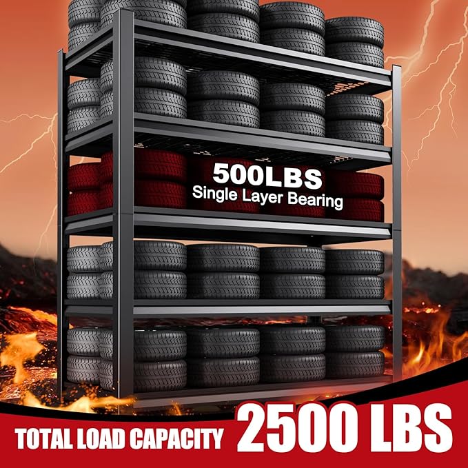 Set 2 Garage Shelving-3000 lbs 5 Tier Storage Shelves, Adjustable Heavy Duty - Image 5