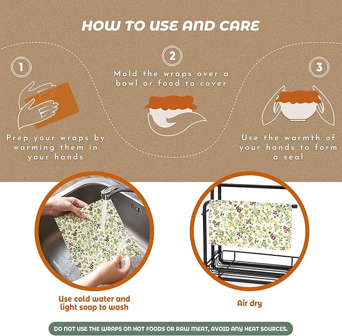 Akeeko Reusable Beeswax Food Wraps - Image 6