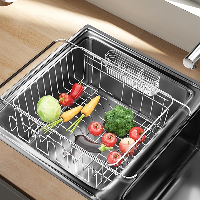 Fanbsy Dish Drying Rack in Sink, Extendable Stainless Steel Dish Drainers - Image 8