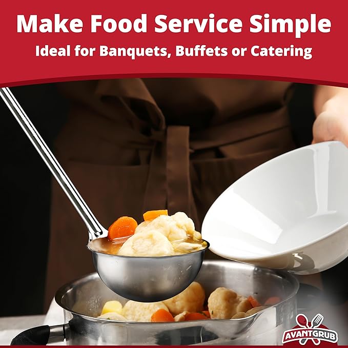 Super Sturdy, Ergonomic 2 Oz. Soup Ladle 3 Pk. Stainless Steel Ladles - Image 6