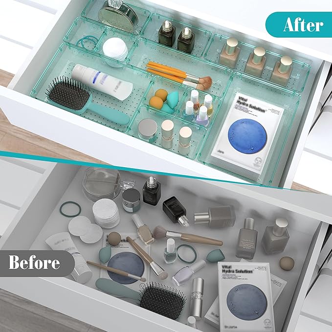 StorMiracle 33 PCS Clear Plastic Drawer Organizers Set, 4 Size Desk Drawer - Image 4