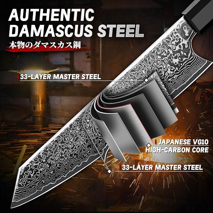 TIVOLI Damascus Japanese Kiritsuke Knife 8 inch, Hand Forged 67 Layers Damascus - Image 4