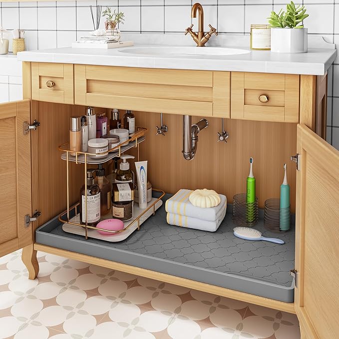 Jin&Bao Waterproof Under Sink Mat 40" x 22", Thick Silicone Mat Cabinet - Image 5