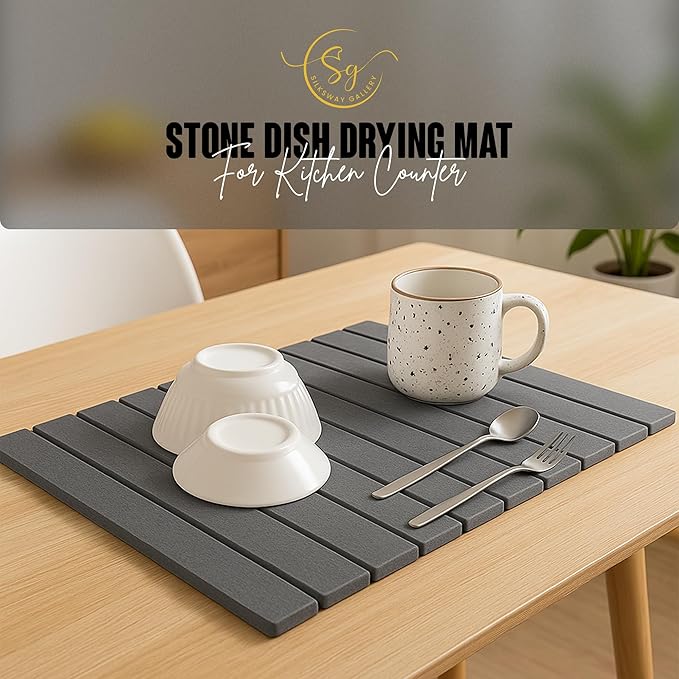 Large Stone Dish Drying Mat for Kitchen Counter, Instant Drying Pad, Super - Image 7