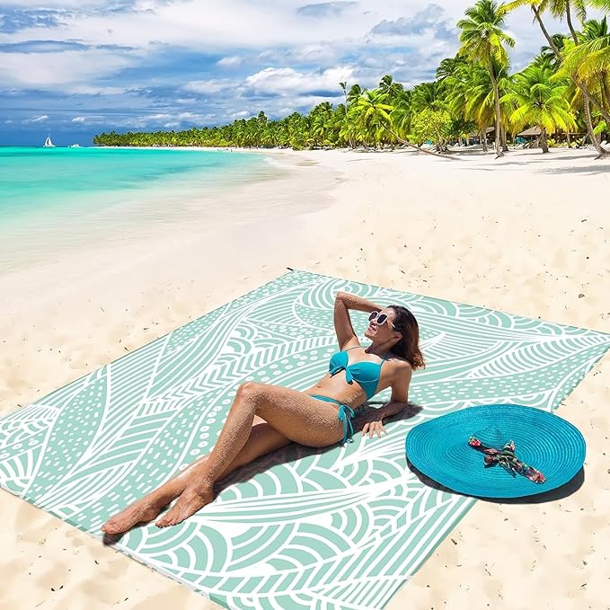 HIHOHO Beach Blanket Waterproof Sandproof Extra Large Beach Mat 79" X - Image 5
