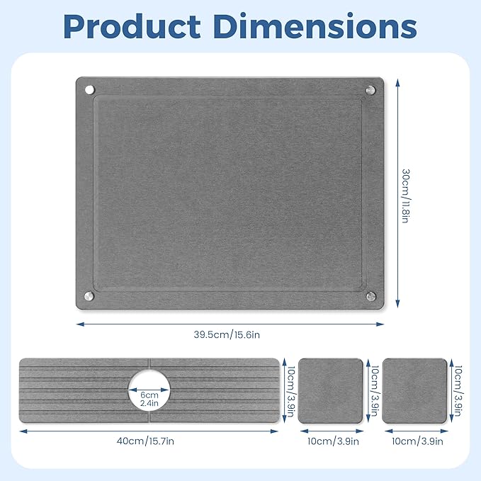 Zinovo 5pcs Stone Dish Drying Mats - Image 3