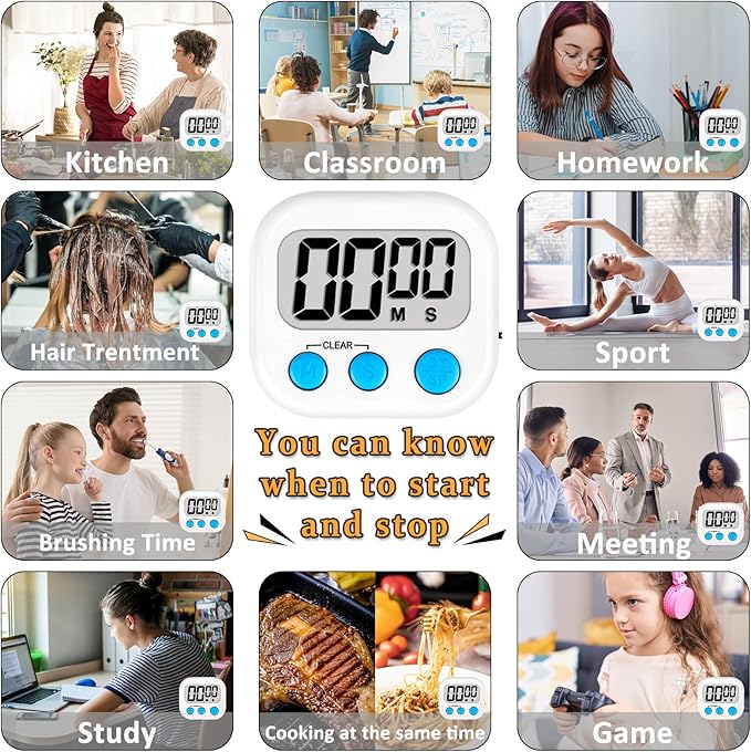 ZILLEEN 6 Pack Kitchen Timers for Cooking Digital Classroom Timers for Kids - Image 5