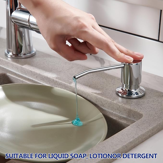 Soap Dispenser for Kitchen Sink Chrome, Sink Soap Dispenser Stainless Steel - Image 2