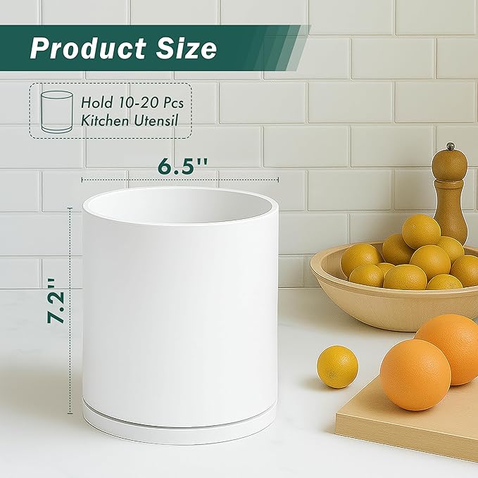 D'vine Dev 360° Rotating Utensil Holder – 7.2" Kitchen Utensil Crock - Image 2
