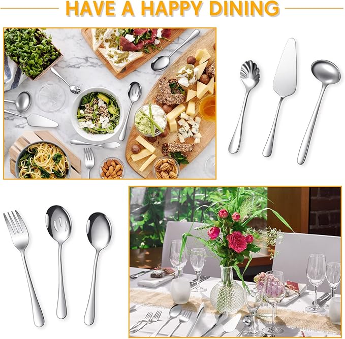 Patelai Serving Utensils Set Include Stainless Steel Large Spoons Slotted - Image 6