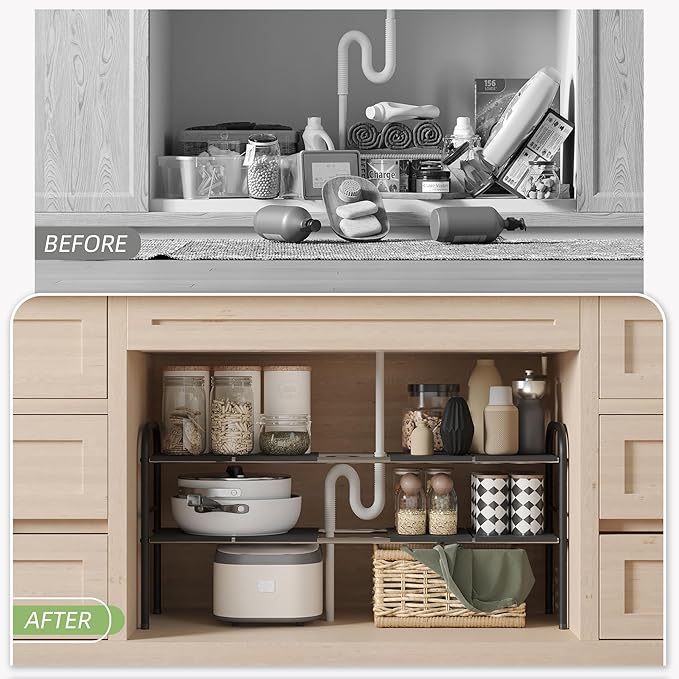 NETEL Under Sink Organizers and Storage, 2 Tier Expandable Under Cabinet - Image 6