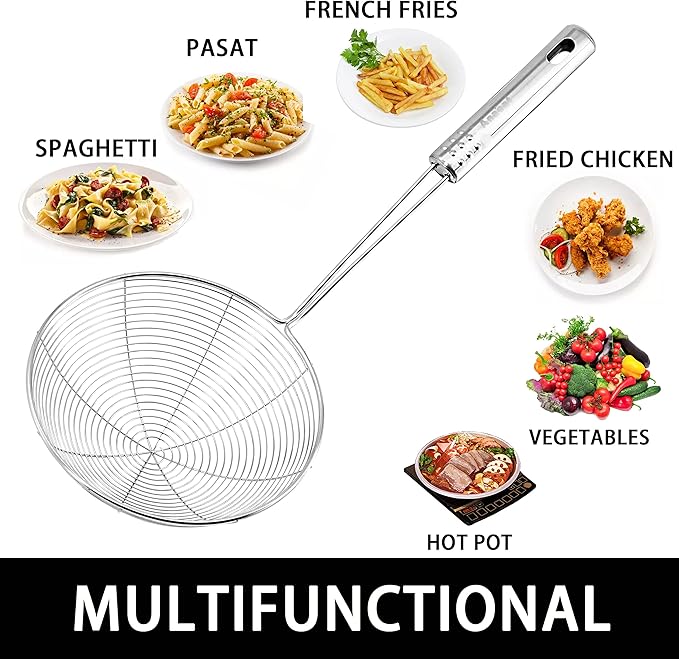 Anaeat 5.3" Stainless Steel Spider Skimmer, Professional Kitchen Pasta Strainer - Image 7