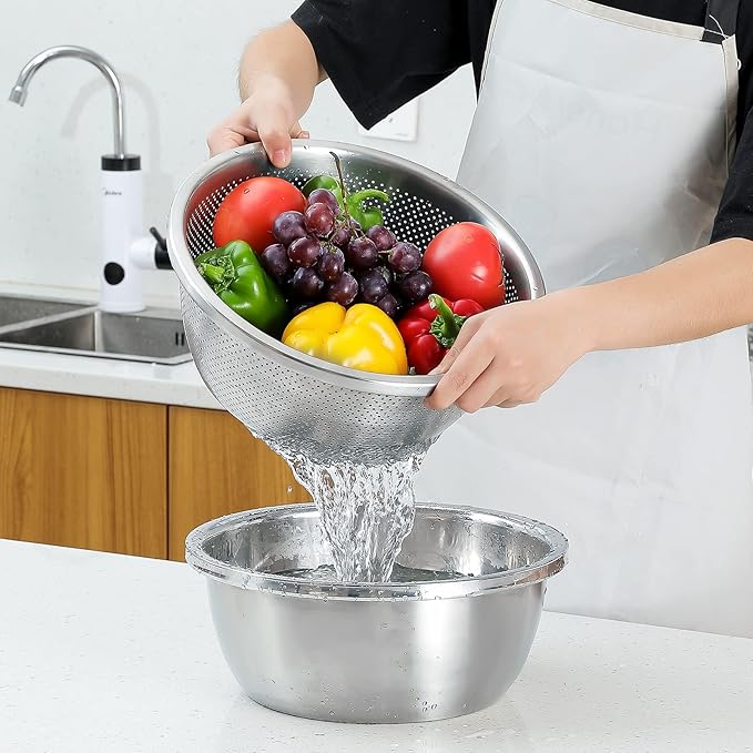 304 Stainless Steel Microporous Colander, 3.5QT Large Capacity - Image 3