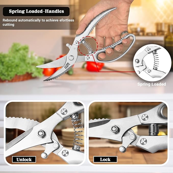 Heavy Duty Poultry Shears – Professional Stainless Steel Kitchen Scissors - Image 6