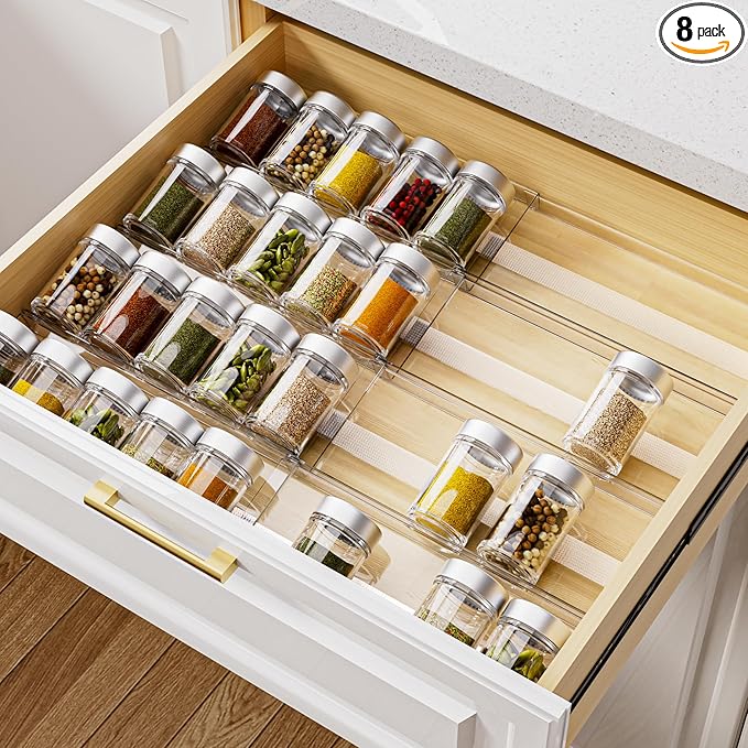 MIUKAA Acrylic Spice Drawer Organizer, 4 Tier by MIUKAA