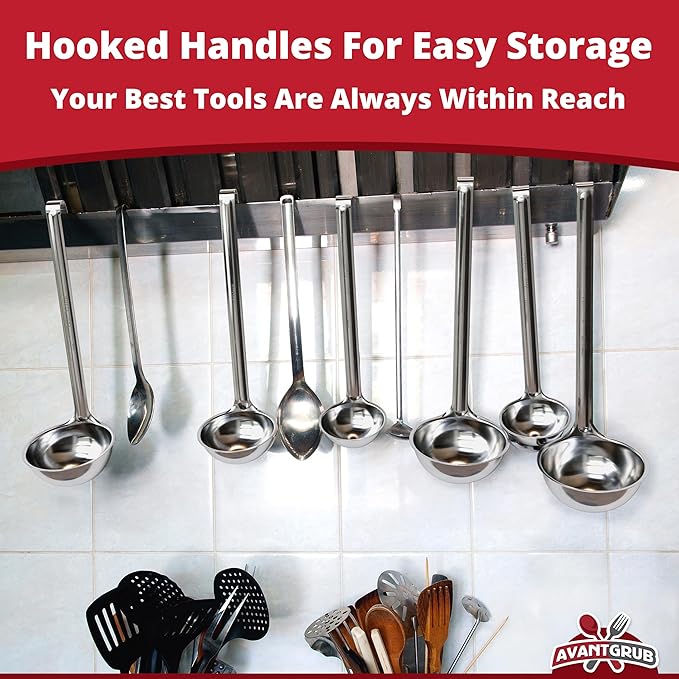 Sturdy, Ergonomic Combo Sizes Ladles 5 Pk. 1 2 4 6 8 Oz Stainless Steel Ladle - Image 7
