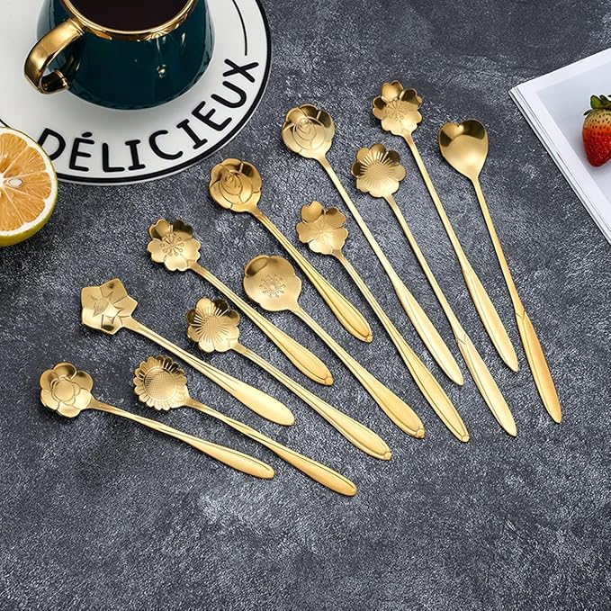 12 Pcs Flower Coffee Tea Spoons Set - Image 6