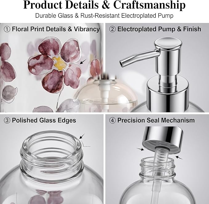 17oz Glass Soap Dispenser with Plastic Pump - Image 3