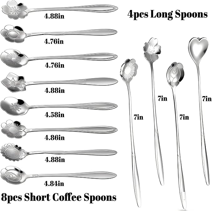 12 Pcs Flower Coffee Tea Spoons Set - Image 3