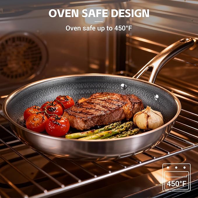 Ammeloo Hybrid Tri-Ply Stainless Steel Frying Pan Set, Non Stick Frying Pans - Image 7