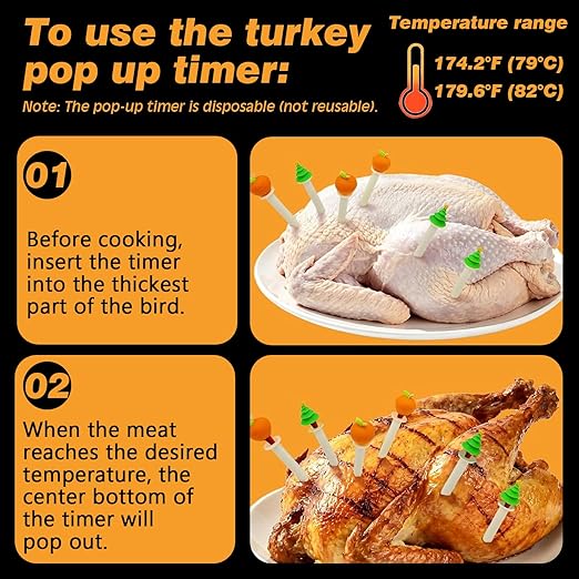 CloudHand Meat Turkey Pop Up Timer & Flavor Injector Set, Turkey Thermometer - Image 3