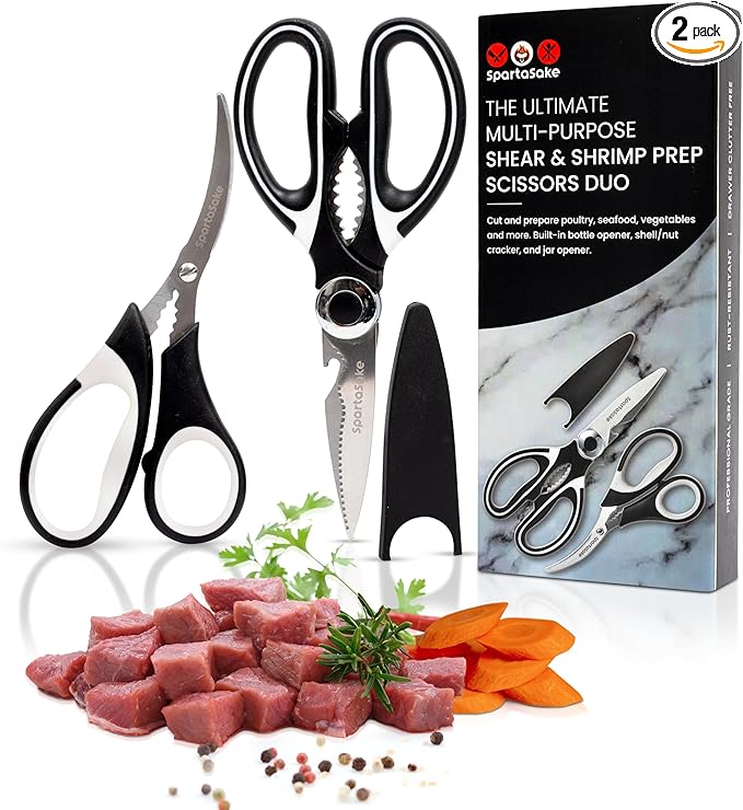 SpartaSake 2-Pack Premium Stainless Steel All Purpose Kitchen Shears by SpartaSake