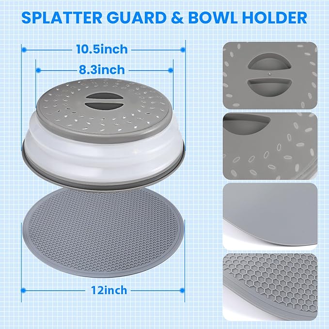 Microwave Cover for Food and Silicone Mat Collapsible Microwave Splatter Cover - Image 6