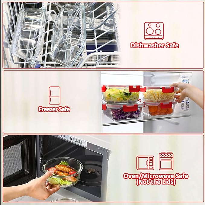 M MCIRCO 30 Pieces Glass Food Storage Containers - Image 4