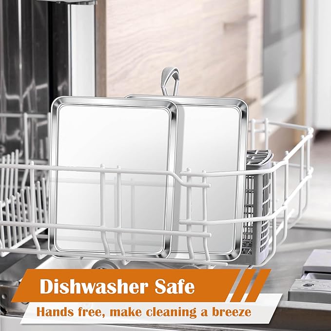 E-far Toaster Oven Tray, 10.5”x8.3” Stainless Steel Small Baking Cookie Sheet - Image 6