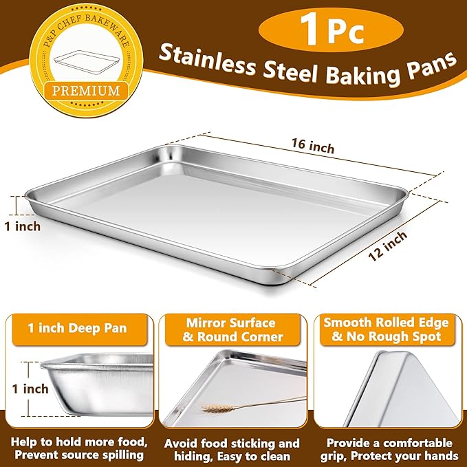 P&P CHEF 16 Inch Baking Sheet Pan - Image 2