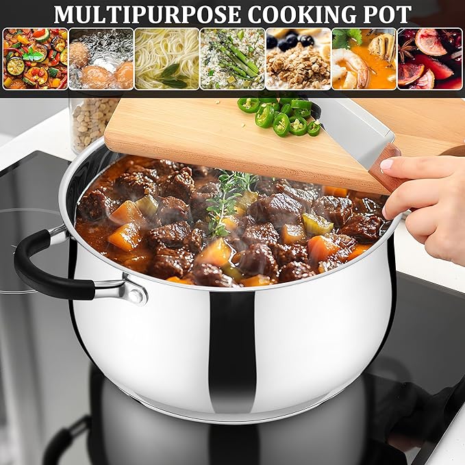 E-far 6 QT Stainless Steel Pot, Stock Cooking Pot - Image 5