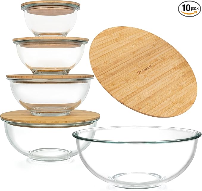 Stackable Space-Saving Set of 5 Nesting Glass Bowls by Dokaworld