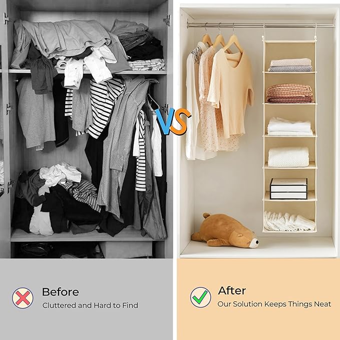 MAX Houser 6 Tier Shelf Hanging Closet Organizer, Closet Hanging Shelf - Image 9